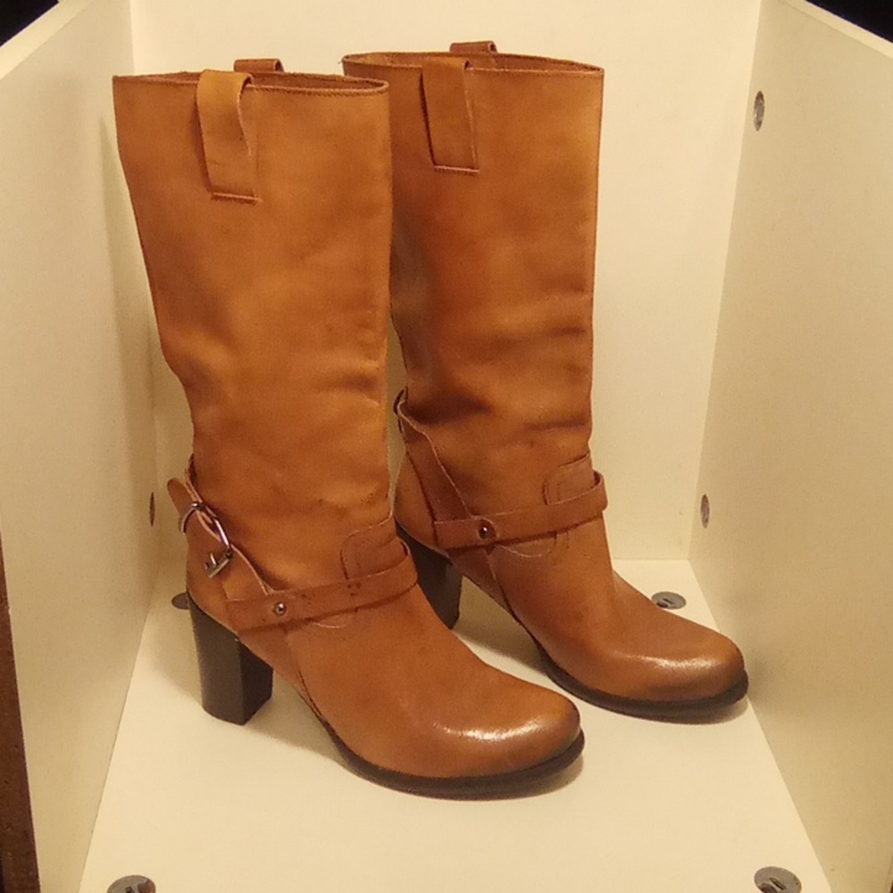 Vera goma tan leather boots women's size 40 made in Italy